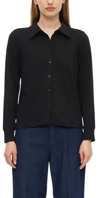 Produktbild von s.Oliver Damen T-Shirt – Relaxed Fit, Hemdkragen, Knopfleiste, Langarm