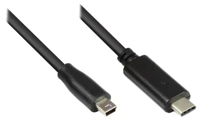 Obrázok produktu pre Alcasa 3310-CM018, 1,8 m, USB C, Mini-USB B, USB 2.0, Samec/samec, Čierna