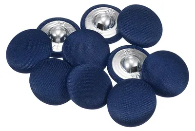 Produktbild von Runde, mittelblaue Knöpfe mit Stoffübertragung – 10 Stück – 20 mm