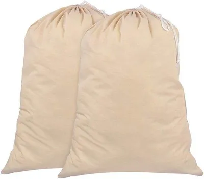 Image de Ibenzoa® : Lot de 2 sacs à linge – 71 x 91 cm, 75 L, 100% coton, cordon de serrage, respirant et écologique