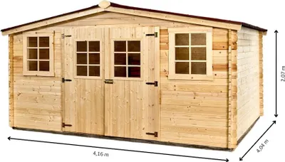 Image de Abri de jardin sans plancher 16.81 m² bois naturel - Habrita - BA 4040.02 N -