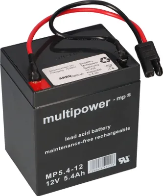 Immagine prodotto di Batteria al piombo Multipower tecnologia AGM 12V 5,4Ah con spina per tosaerba, ad esempio Sabo 43-Vario E Toro Briggs Stratton