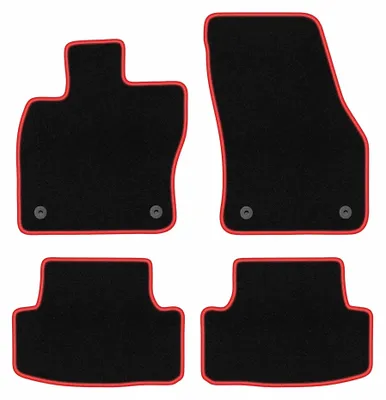 Image de Tapis de sol en moquette pour Seat Ateca 2016- (crossover) – jeu 4 pièces, noir/rouge, sur mesure – Wielganizator CARLUX