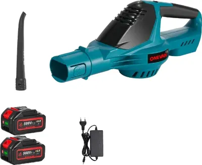 Zdjęcie produktu dla Bezszczotkowa akumulatorowa dmuchawa do liści, moc 5500 W, przepływ powietrza 16 m³/min, 2 akumulatory, wtyczka EU