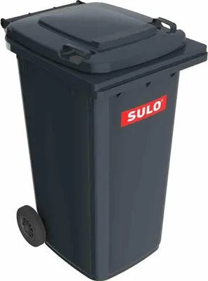 Image de Grand conteneur à déchets 240l gris en PE basse pression, roues d.200mm