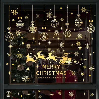 Produktbild von Fensterbilder Weihnachten 256 Stk. Selbstklebend Groß Schneeflocken Häuser Winter Aufkleber