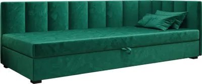 Obrázok produktu pre AURA SOFA Boxspringová posteľ ADEL PLUS 120x195 Kompletná sada s matracom Bonell, čalúnená posteľ s úložným priestorom – zelená, MONOLITH 37