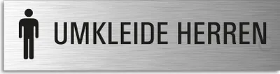 Produktbild von Türschild Umkleide Herren Hinweisschild mit Piktogramm Aluminium Edelstahloptik 160x40 mm selbstklebend