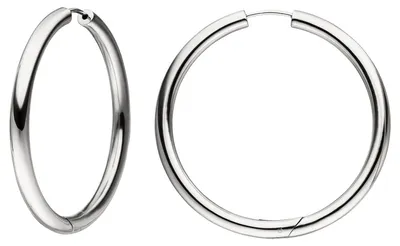 Produktbild von Paar Creolen 48,3mm Klappcreolen, rund, 925 Silber rhodiniert Ohrschmuck