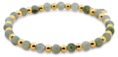 Produktbild von CO88 Collection 8CB-91030 Stahlarmband mit Perlen – Damen – Goldfarben – 3,5 mm – Turmalin – 4 mm – 17 cm – Dehnbar – Grün