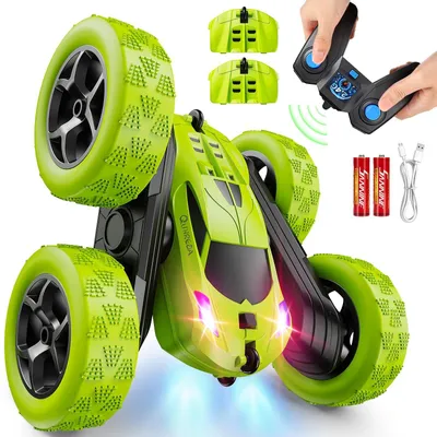 Produktbild von Ferngesteuertes Auto FüR Kinder Ab 6 Jahren Rc‑Stunt‑Car 4wd Doppelseitige 360°‑Rotation Mit Scheinwerfern Ideales Geburtstags Jungen 6-12 Jahre Grün
