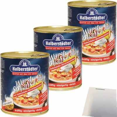 Produktbild von Halberstädter Wurst-Soljanka 3er Pack (3x800ml Dose) + usy Block