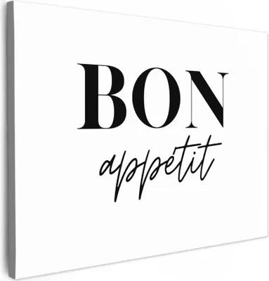 Produktbild von MuchoWow® - Leinwandbilder - Guten Appetit - Zitat - Weiß - Zitat, Wandbild, Wanddeko Bilder Wohnzimmer, 40x30 cm