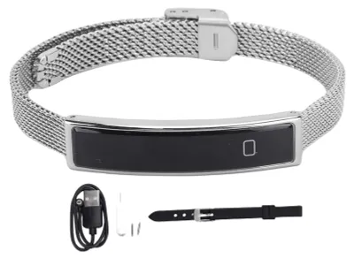 Image de Bracelet connecté, tracker d'activité, Bluetooth, téléphone, déclencheur à distance, étanche, pour la course à pied, le cyclisme, avec application, argent