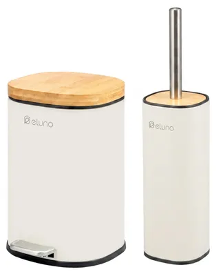 Produktbild von eluno Badezimmer Zubehör Set FRAMURA 2tlg. bestehend aus 1 Kosmetikeimer, 1 WC-Garnitur, aus Metall in Beige