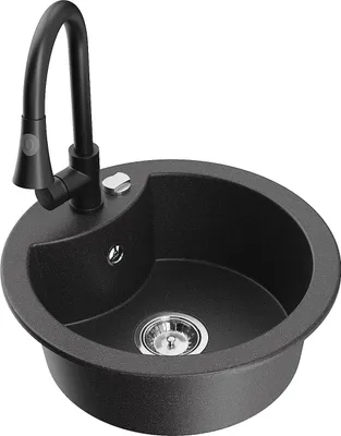 Produktbild von Mexen Diego 1-Becken-Granit-Spüle mit Mischbatterie Elia, Schwarz gesprenkelt - 6512-76-670101-70