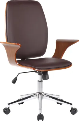 Produktbild von CLP Bürostuhl Burbank Höhenverstellbar walnuss/braun Material Kunstleder