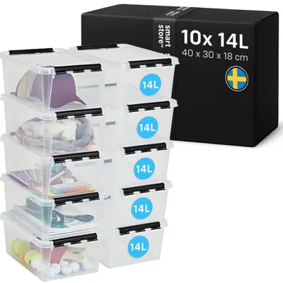 Aufbewahrungsboxen 14 L, 10 Stück, transparent, stapelbar, BPA-frei