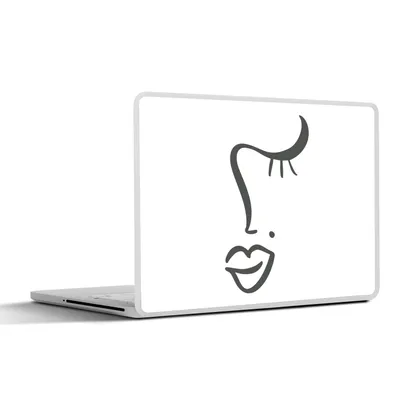 Produktbild von MuchoWow® Laptop Aufkleber Sticker Cover Gesicht - Abstrakt - Schwarz - Weiß 36.5x27.5 cm - Laptop-Sticker
