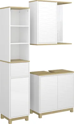 Obrázek produktu pro Koupelnový nábytek Vicco Livia Bílá/dub 3 díly, s vysokou jednotkou, Model 51804