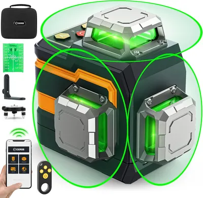 Produktbild von CIGMAN CM-S01 3D Laser-Nivelliergerät – 3x360°, APP-Steuerung, grüner Laser, IP54