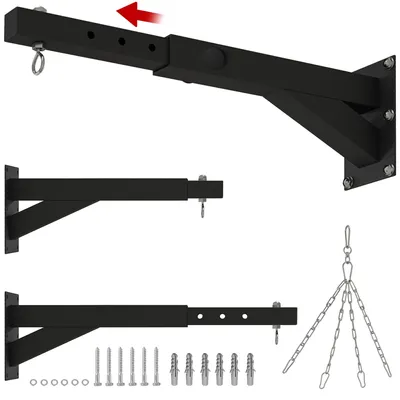 Produktbild von Boxsackhalterung, 5-stufig längenverstellbar, Wandmontage, bis 60 kg, Stahl, Schwarz