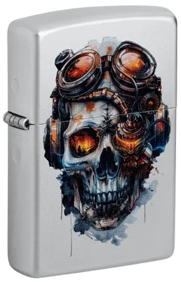 Produktbild von Zippo Sturmfeuerzeug - Steampunk Skull, Satin Chrome, Color Image - Nachfüllbar