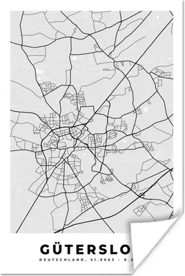 Produktbild von MuchoWow® Poster Deutschland - Karte - Gütersloh - Karte - Stadtplan 40x60 cm - Plakate für die Wand - Poster Babyzimmer