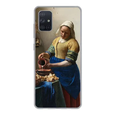 Produktbild von MuchoWow® Handyhülle Schutzhülle Hülle für Samsung Galaxy A71 Das Milchmädchen - Johannes Vermeer Silikon Softcase Handy Hülle - Kartenbesitzer
