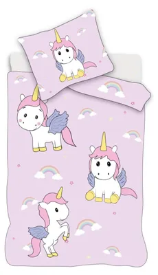 Immagine prodotto di Biancheria da letto per neonati Unicorno 100 x 135 cm | rosa | 100% cotone