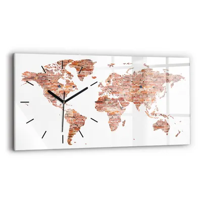 Produktbild von Wallfluent Wanduhr – Stilles Quarzuhrwerk - Uhr Dekoration Wohnzimmer Schlafzimmer Küche - Zifferblatt mit Strichen - schwarze Zeiger - 60x30 cm - Alte Ziegelkarte