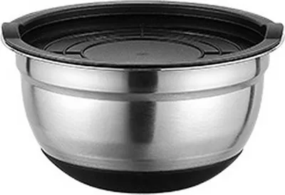 Produktbild von Rührschüssel-Set mit Deckel, großes Fassungsvermögen, rutschfeste Unterseite, polierte Oberfläche, leicht zu reinigen, Salatschüssel, Organizer zur Aufbewahrung von Lebensmitteln in der Küche