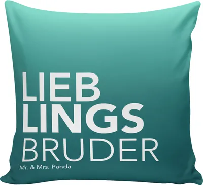 Produktbild von Mr. & Mrs. Panda kissen für sofa Bruder - Aquarellblau - Geschenk, Geschenkidee, Deko, Geschwister, flauschkissen, Bruderherz, 40x40, kuschelkissen, Spruch, Schwester