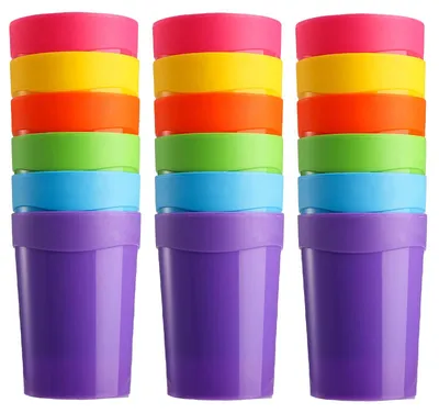 18er Set bruchfeste BPA-freie Plastikbecher, 6 Farben