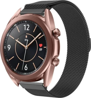 Produktbild von Strap-it Milanese Armband - Kompatibel mit Samsung Galaxy Watch Armband 42mm Edelstahl Armband mit Magnetverschluss - Ersatzarmband - Hochwertiges Material - für Smartwatch 20mm Armband Schwarz