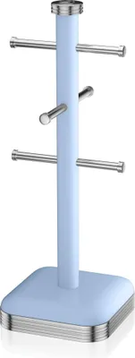 Produktbild von SWAN SWKA1030BLN Retro Tassenhalter für 6 Kaffeetassen, Hochwertiger Stahl, Stabil, Vintage Blau