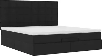 Produktbild von Ottoman-Bett mit Matratze Schwarz 160x200 cm Stoff