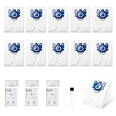 Produktbild von Staubsaugerbeutel-Set (10 Stück) + 6 Filtern & Reinigungsbürste; kompatibel mit Miele GN-Serie, Complete C1/C2/C3, Classic C1 & S-Serie, Blau