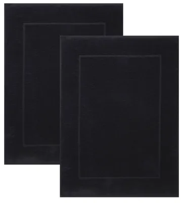Produktbild von Hochwertige Badematte 50 x 70 cm, 2er-Set – Badematten aus 100 % Baumwolle, ca. 650 g/m²,  Standard 100, saugfähig und weich, Farbe Schwarz