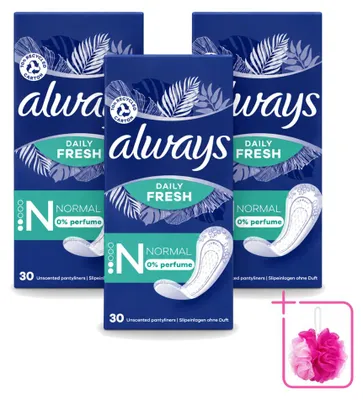 Obrázek produktu pro 3 x Vložky Always Daily Fresh – Normal – Bez parfemace – Ekonomické balení – 3 kusy