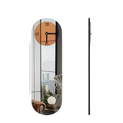 Produktbild von Lange rechteckige Wanduhr, elegantes braun getöntes Glas, geräuschloses Quarzwerk, 100 cm x 32 cm x 3,5 cm
