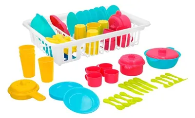 Productafbeelding van Kleurrijke afwasrek met accessoires, 35-delig