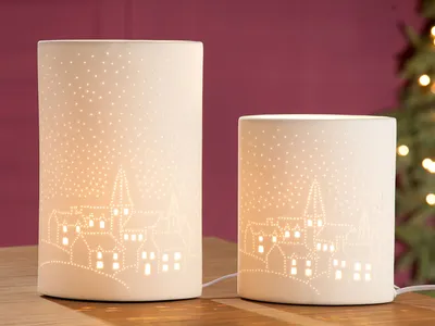 Produktbild von Gilde Lampe Ellipse Kirche weiß E14, max. 40 Watt, 220-250V  Länge 17,0 cm  Breite 10,0 cm  Höhe 20,0 cm 33698