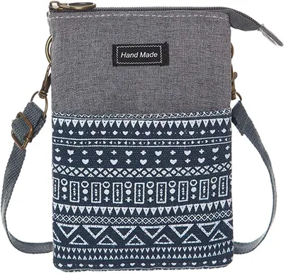 Produktbild von Geräumige Handy-Geldbörse aus Segeltuch, kleine Crossbody-Geldbörse mit Schultergurt für Frauen, Teenager, Mädchen