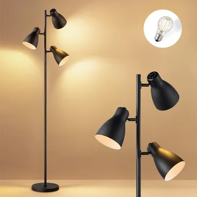 Image de Lampadaire vintage avec 3 lumières et éclairage LED inclus