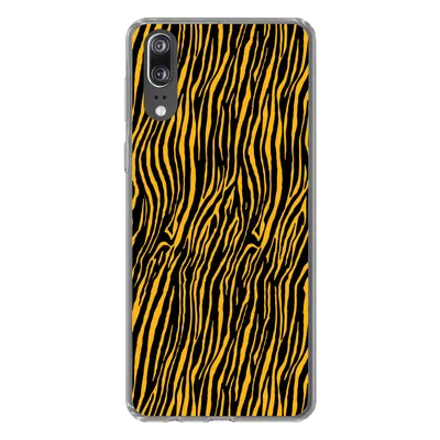 Produktbild von MuchoWow® Handyhülle Schutzhülle Hülle für Huawei P20 Tigerdruck - Schwarz - Orange Silikon Softcase Handy Hülle - Hardcover
