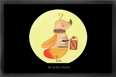 Produktbild von Mr. & Mrs. Panda fußmatte Glühwürmchen 50 x 75 cm - Schwarz - Geschenk, Verlobung, Schmutzmatte, Haustürmatte, Schmutzfangmatte, Lustige Sprüche, Liebesspruch, Liebe