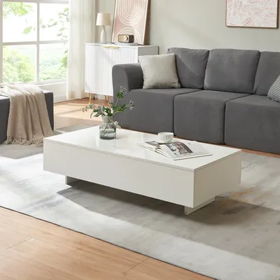 Image de Table basse Lärketorp, 115 x 55 x 31 cm. Table d'appoint, table d'angle, table de salon, table basse. Couleur : blanc