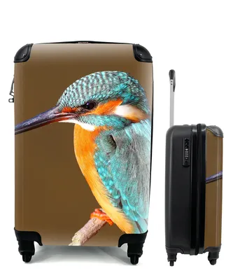Produktbild von MuchoWow® Koffer Handgepäck Trolley Rollkoffer Kleine Reisekoffer mit 4 Rollen - Eisvogel - Äste - Bunt - Cabin Size < 55x40x23 cm & 55x40x20 cm - Fotokoffer - Kabinenkoffer - Boardgepäck - Reise-Box - Reisekoffer - Reisegepäck - Koffer mit Bild - Trolley für Kinder