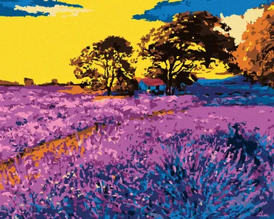 Produktbild von Zuty - Malen nach Zahlen - LAVENDELFELD MIT BÄUMEN, 40x50 cm, mit Keilrahmen (bereits gespannt)